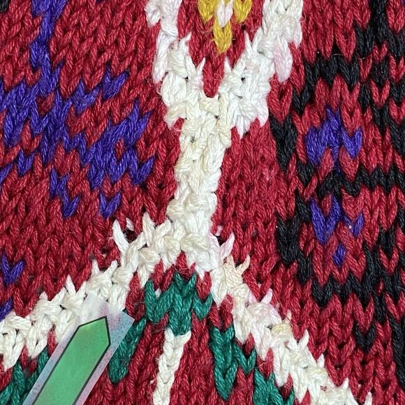 Vintage Northern Isles Hand Knit Sweater Sz L Red Fair Isle Ski 80s 90s - Picture 11 of 16